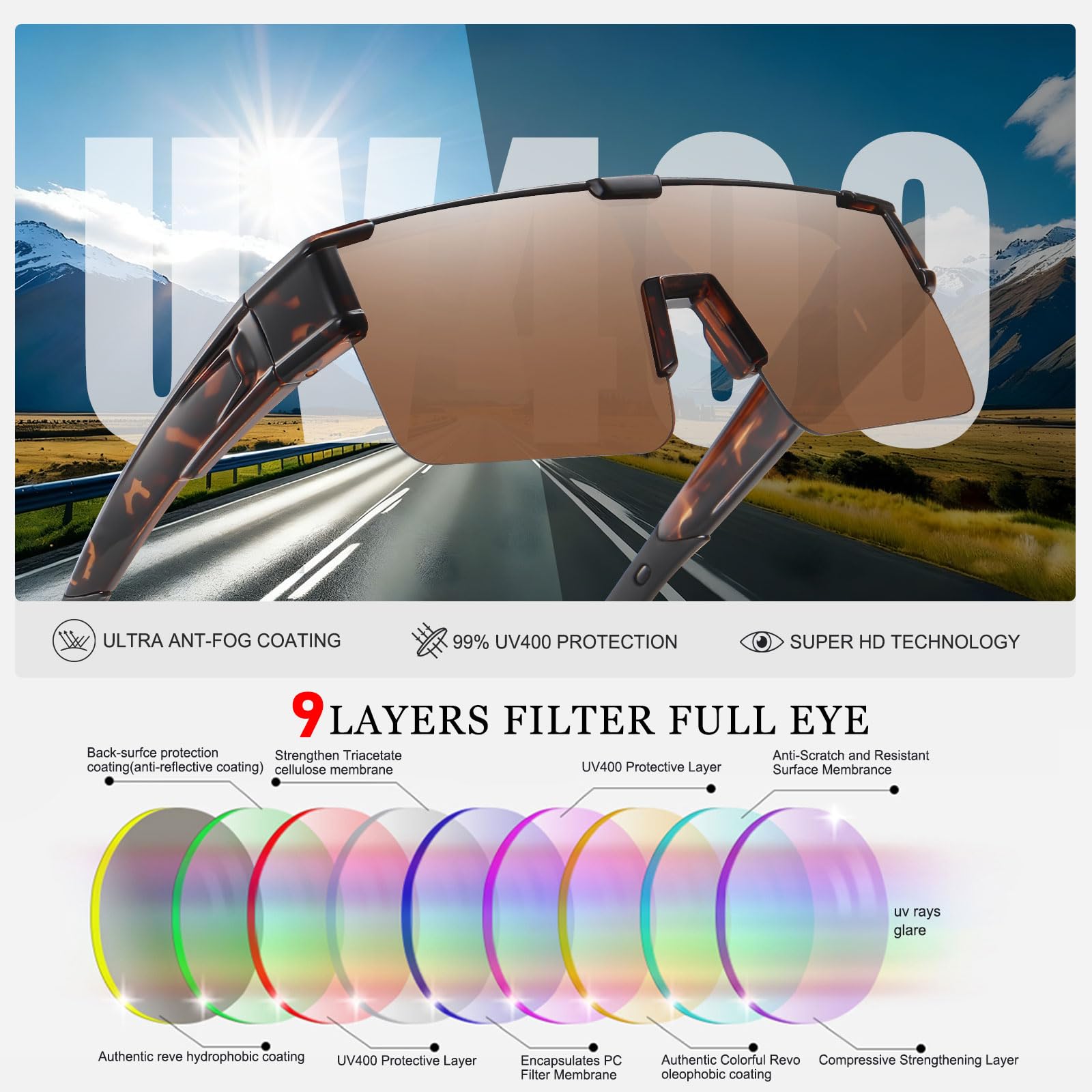 HAOLOTA Cycling Sunglasses Over Glasses for Men Outdoors UV Protection SG0191