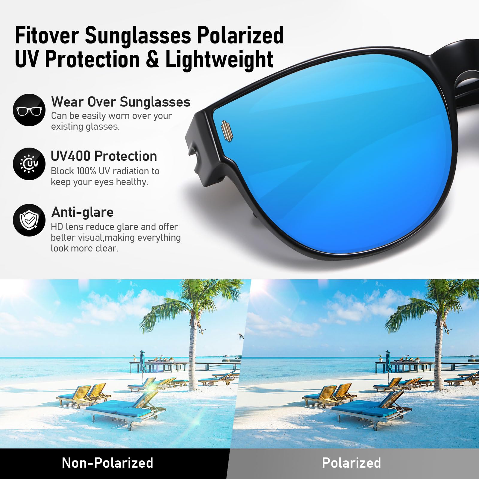 HAOLOTA Cat Eye Sunglasses for Prescription Glasses Women TR90 Lightweight SG0189