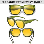 HAOLOTA Polarized Night Vision Driving Glasses for Women Fit over Eyeglasses Anti Glare NV0512