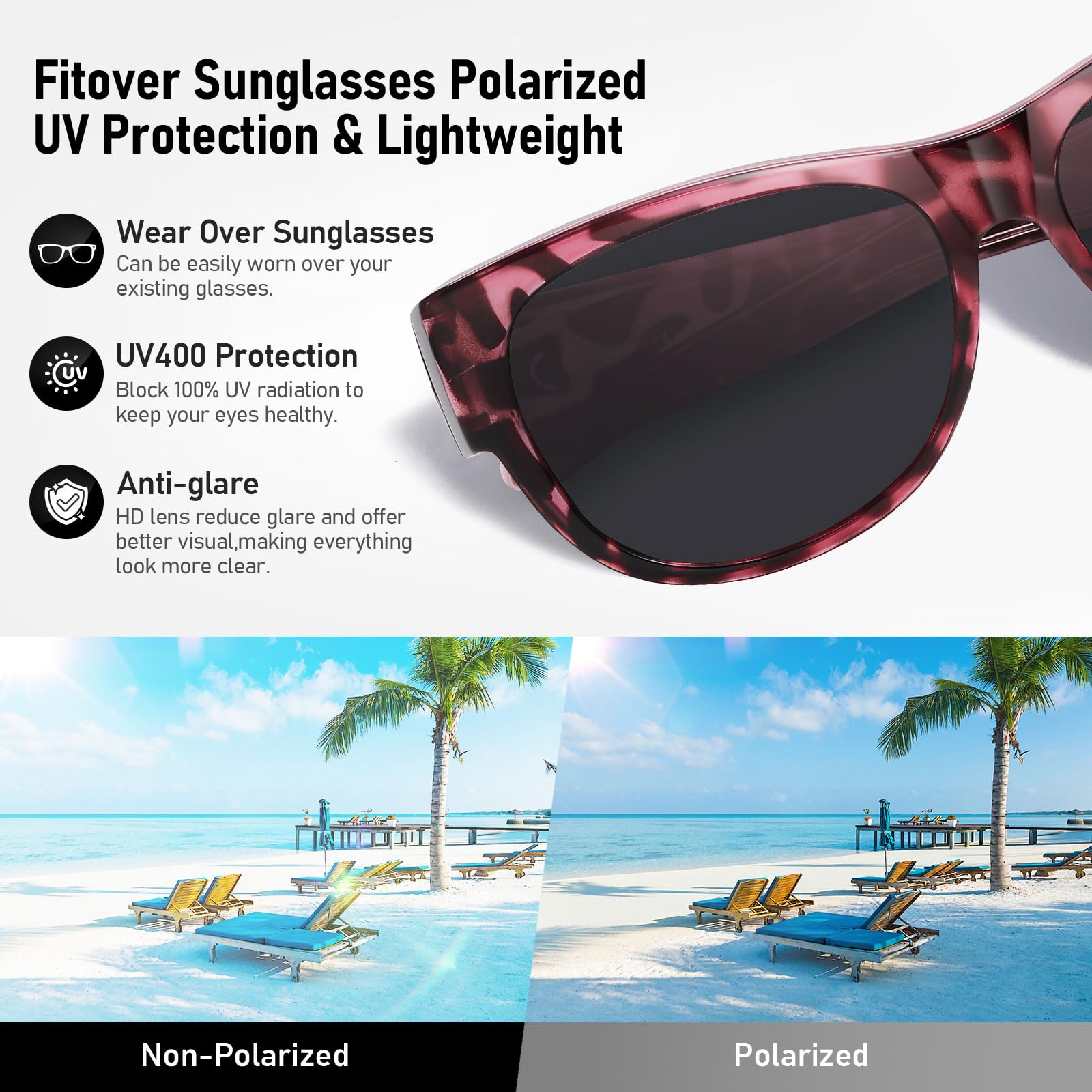 HAOLOTA Cat Eye Sunglasses for Women Polarized Sunglasses Wear Over Glasses SG0173