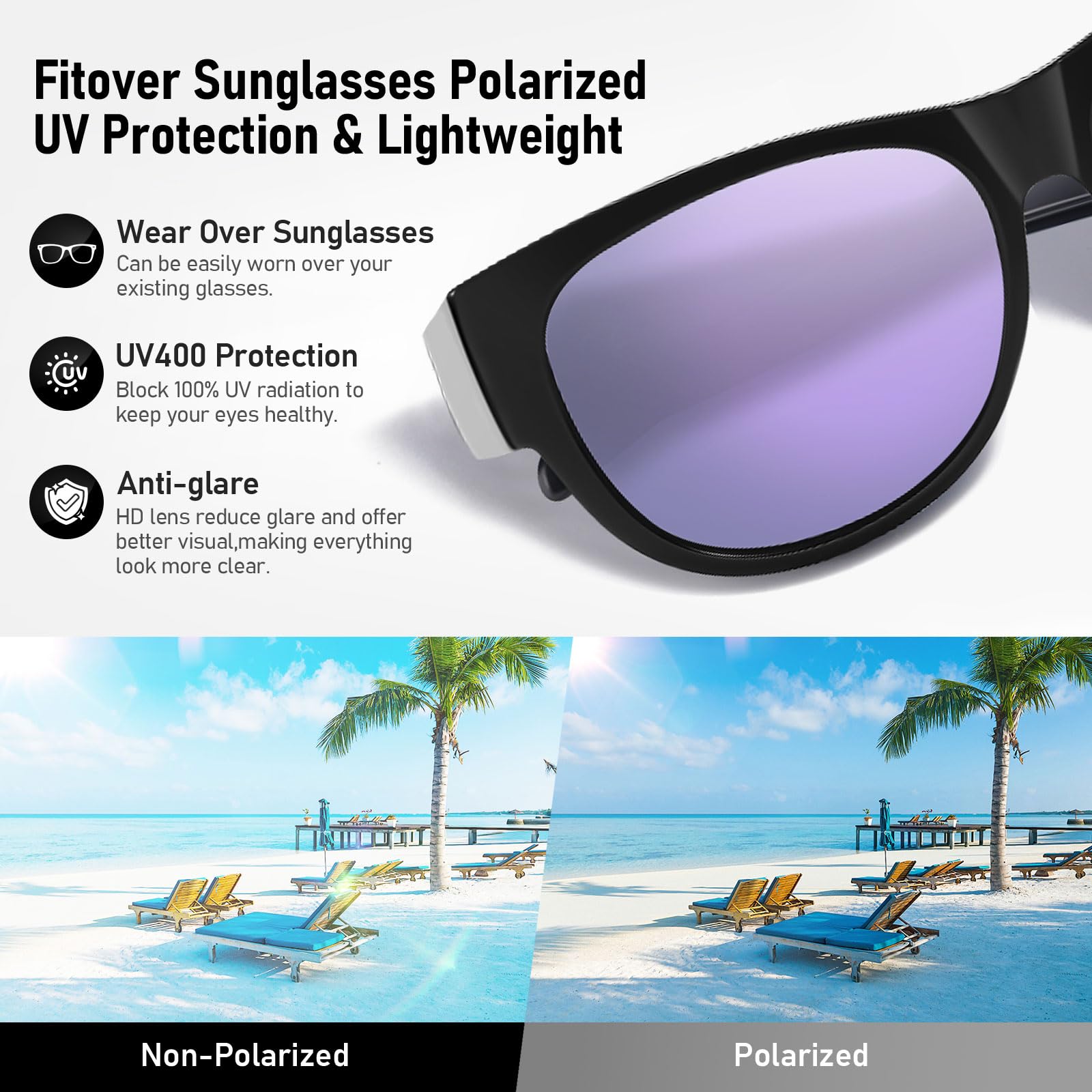HAOLOTA Cat Eye Sunglasses for Women Polarized Sunglasses Wear Over Glasses SG0173