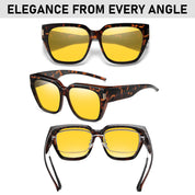 HAOLOTA Polarized Night Vision Driving Glasses for Women Fit over Eyeglasses Anti Glare NV0512