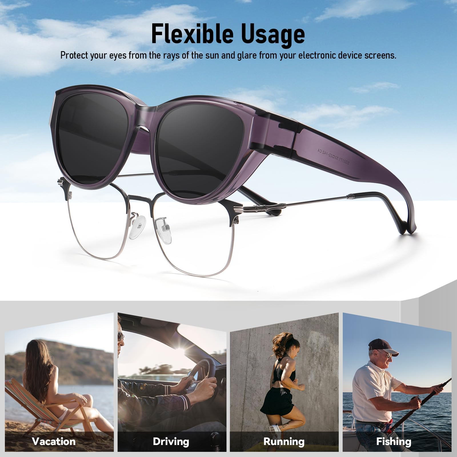 HAOLOTA Polarized Fit Over Sunglasses for Women Cat Eye for Prescription Glasses SG0171