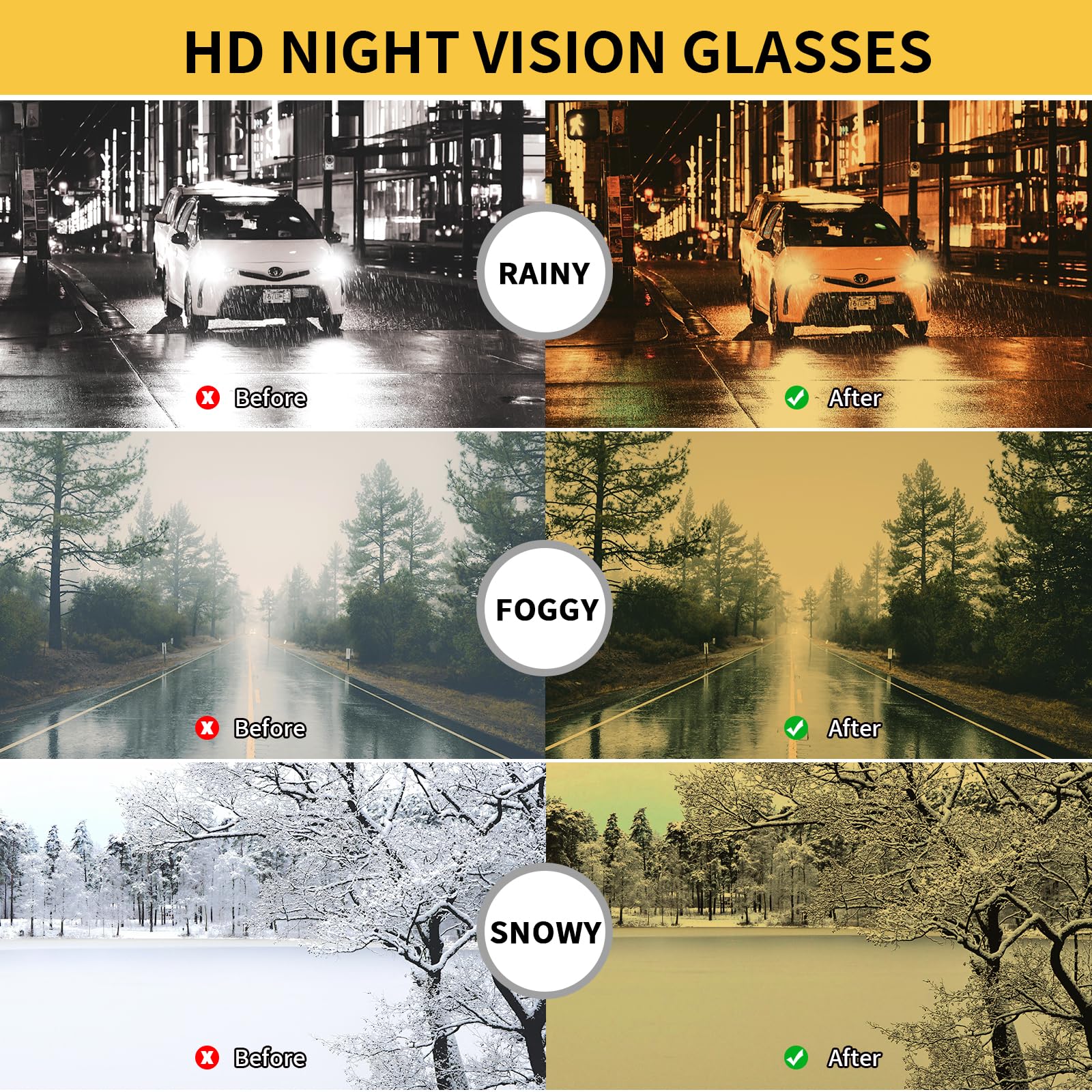 HAOLOTA Polarized Night Vision Driving Glasses Women Fit Over Glasses, Anti Glare NV0179