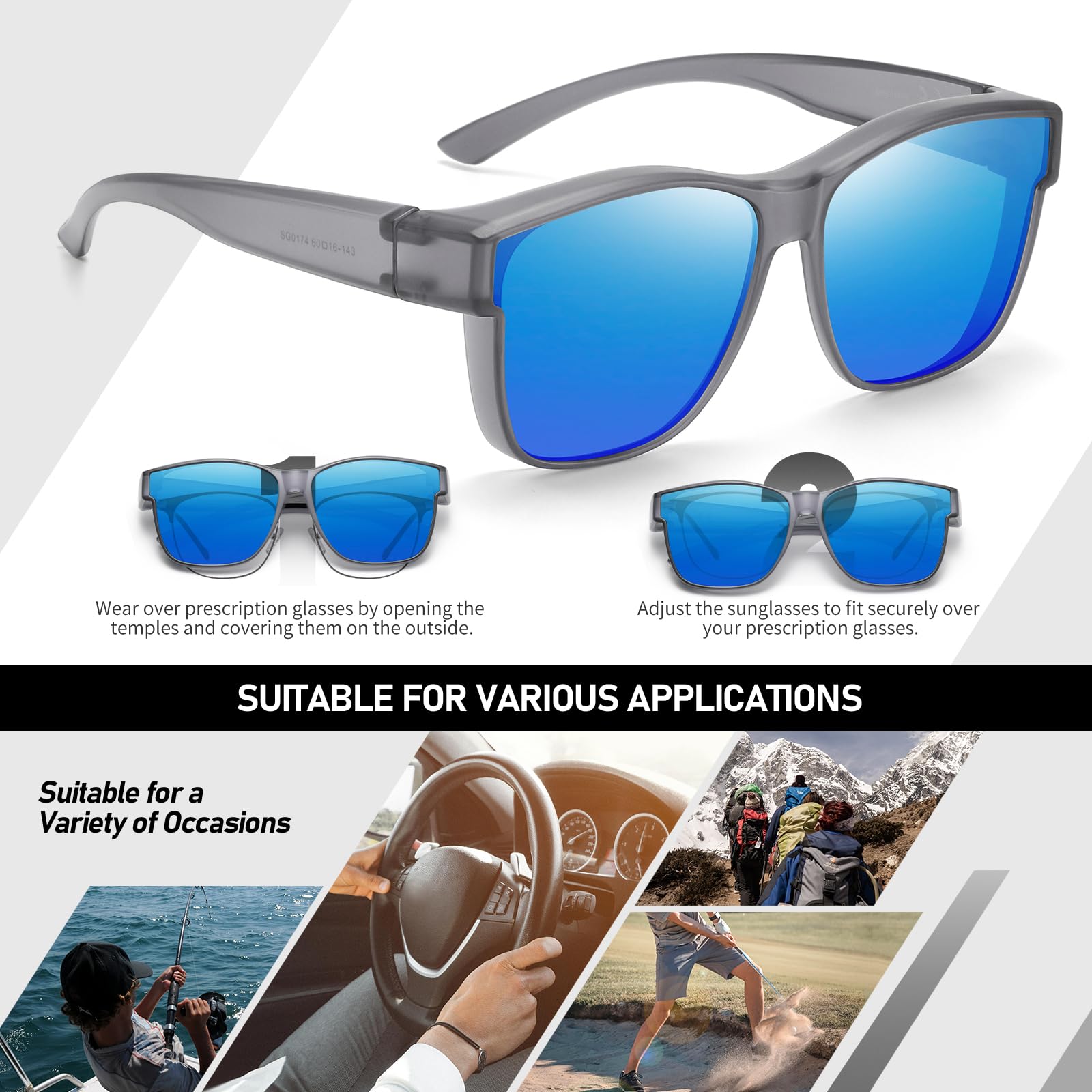 HAOLOTA Fit-Over Sunglasses-Polarized for Men Square Shades Oversized SG0174L