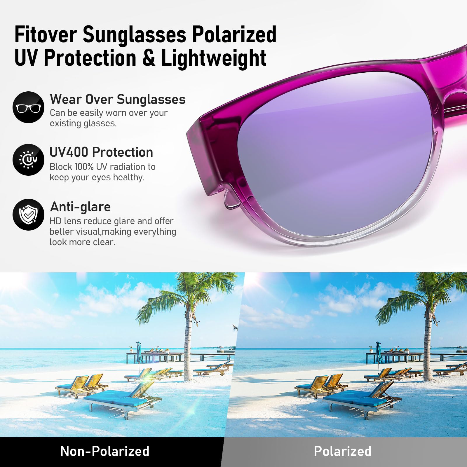 HAOLOTA Cat Eye Sunglasses for Women Polarized Sunglasses Wear Over Glasses SG0173