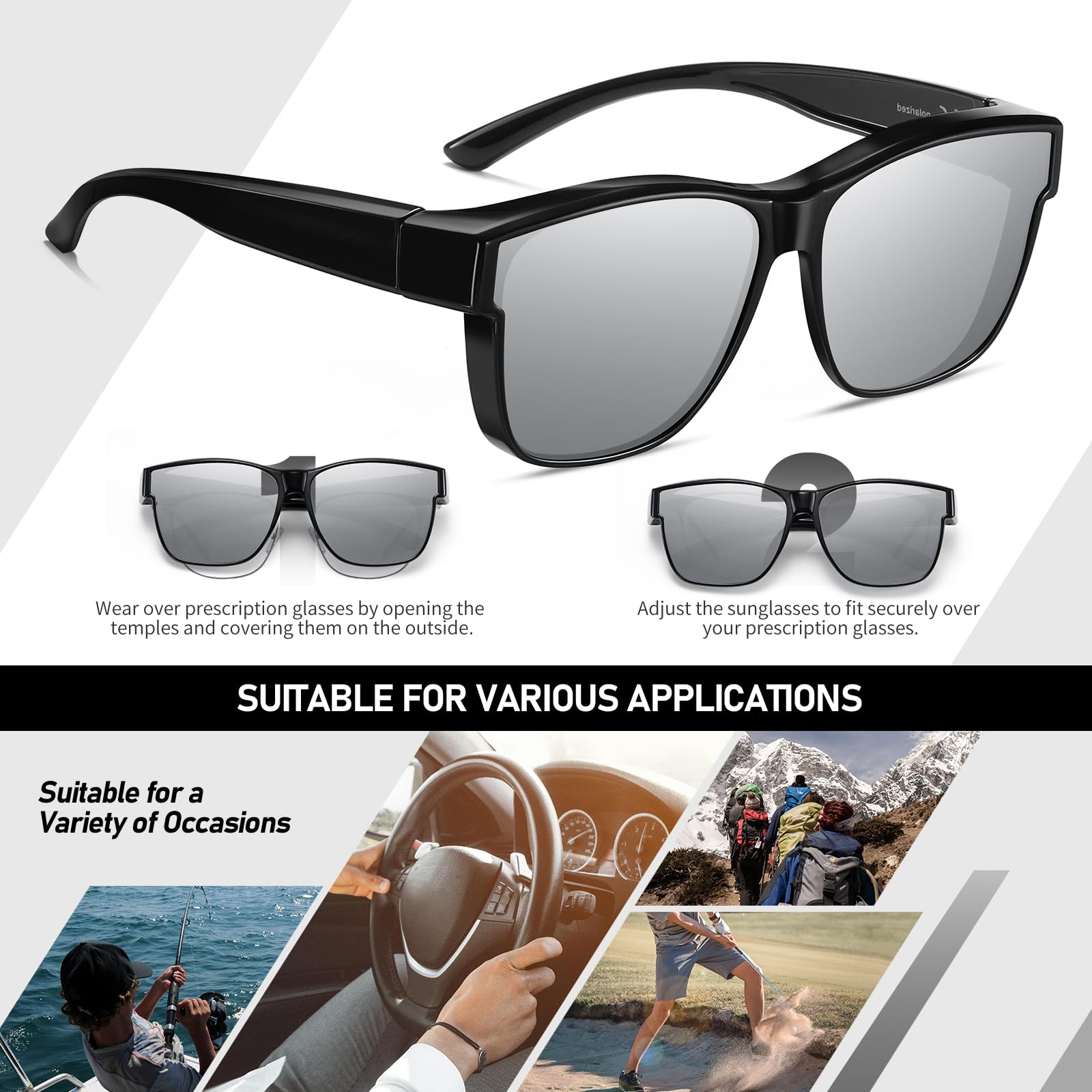 HAOLOTA Fit-Over Sunglasses Polarized for Men Square Shades UV400 Protection SG0174M
