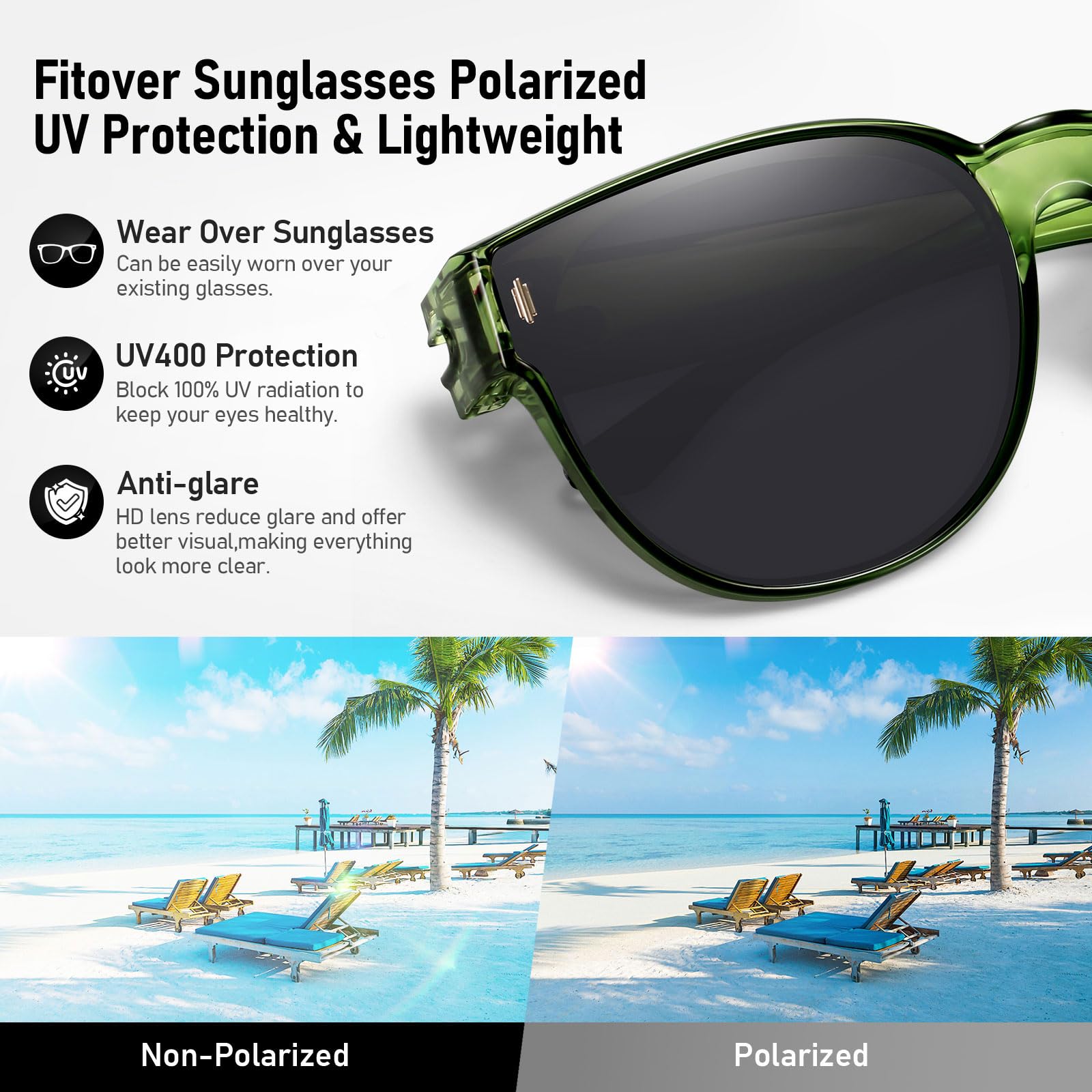 HAOLOTA Cat Eye Sunglasses for Prescription Glasses Women TR90 Lightweight SG0189