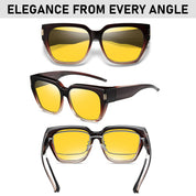 HAOLOTA Polarized Night Vision Driving Glasses for Women Fit over Eyeglasses Anti Glare NV0512