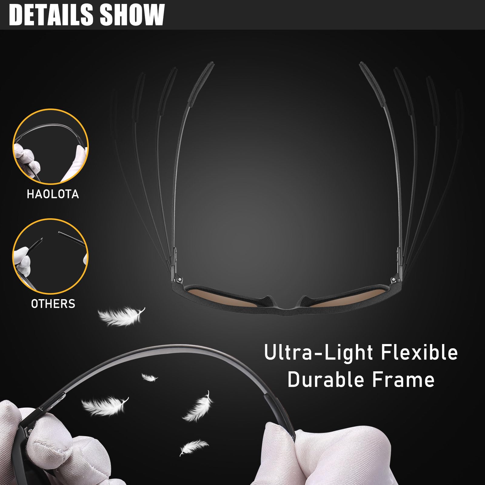 HAOLOTA Polarized Sunglasses for Men Ultralight Carbon Fiber UV400 Protection SG8001