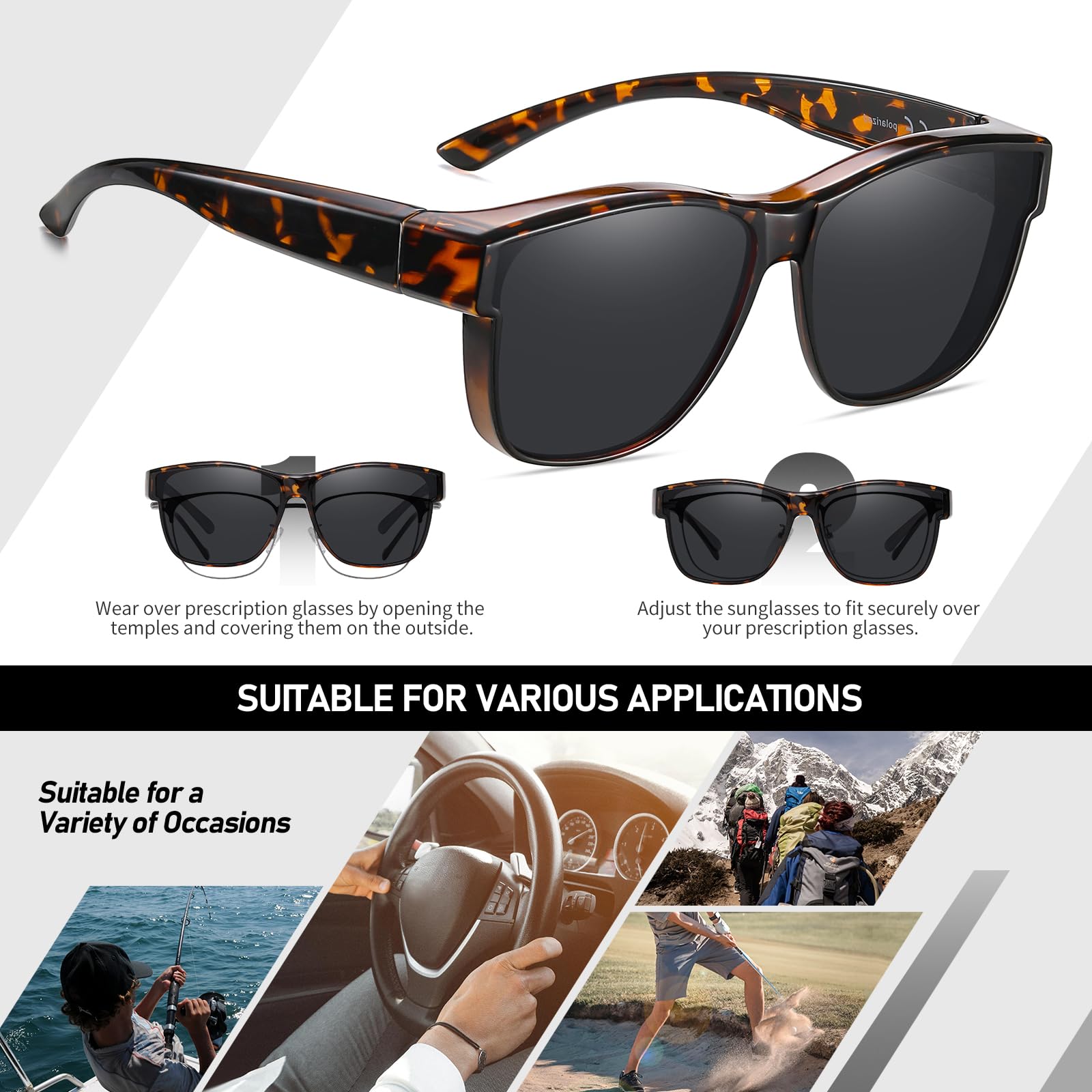 HAOLOTA Fit-Over Sunglasses-Polarized for Men Square Shades Oversized SG0174L