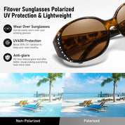 HAOLOTA Women's Polarized Fit Over Sunglasses with Rhinestone SG0108