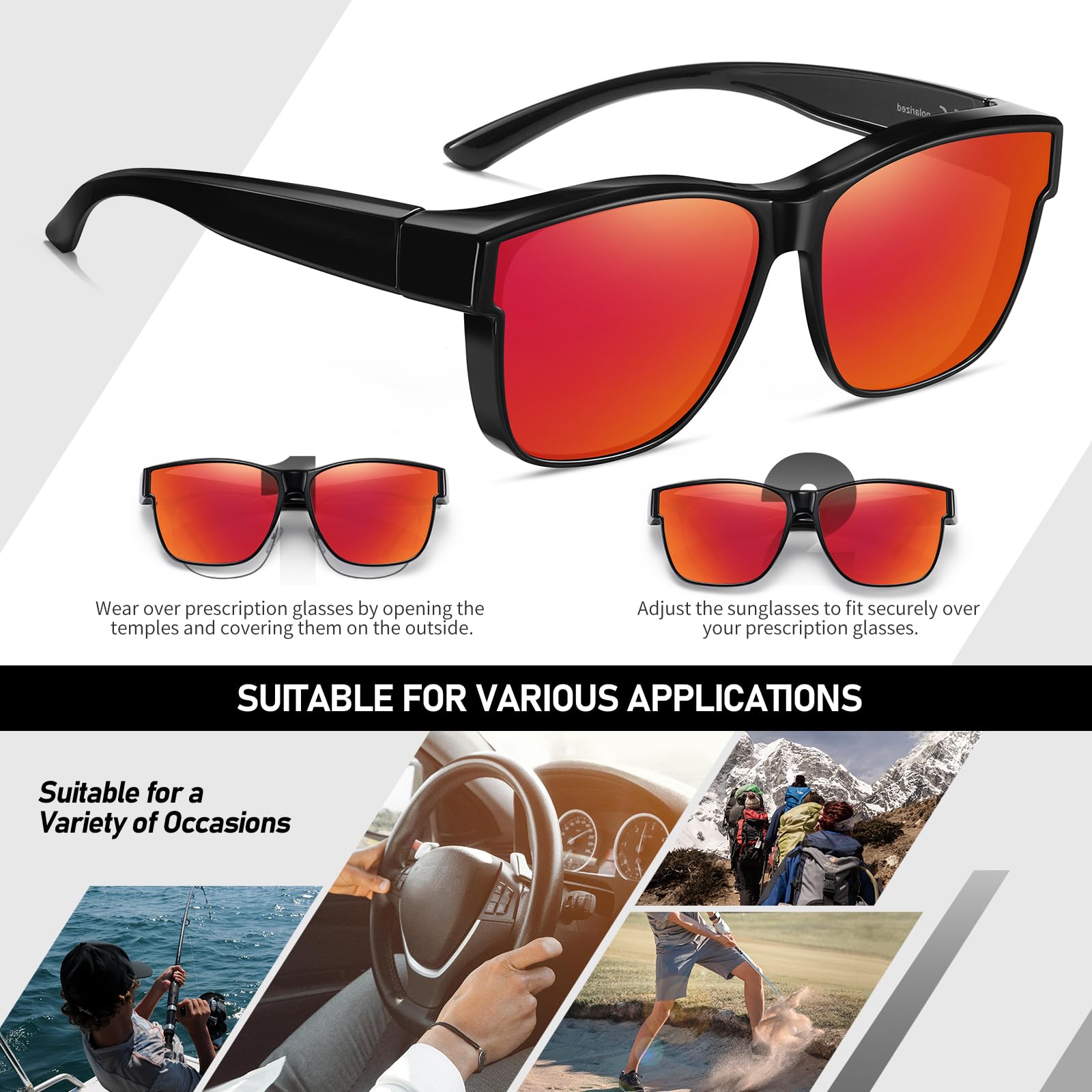 HAOLOTA Fit-Over Sunglasses-Polarized for Men Square Shades Oversized SG0174L