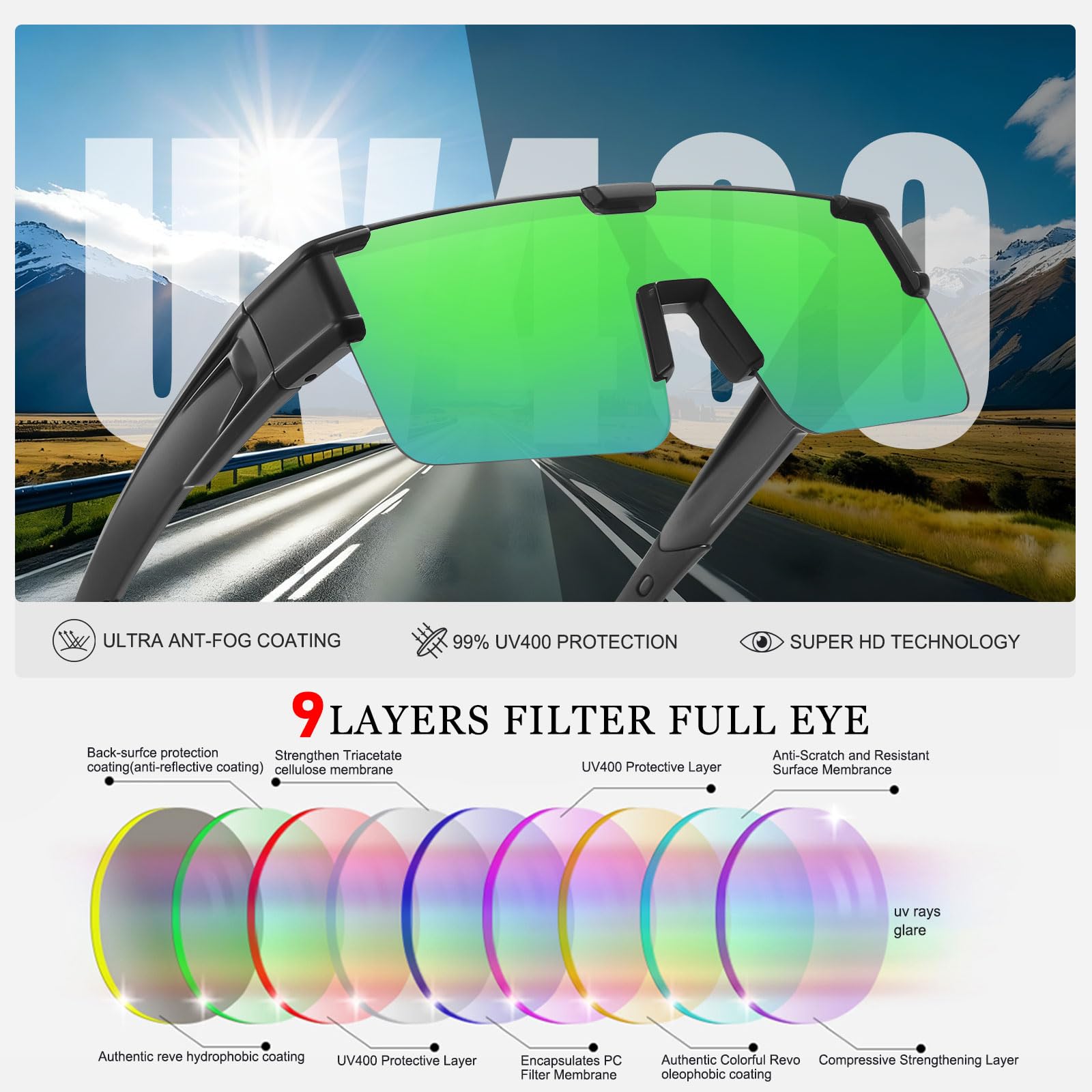 HAOLOTA Cycling Sunglasses Over Glasses for Men Outdoors UV Protection SG0191