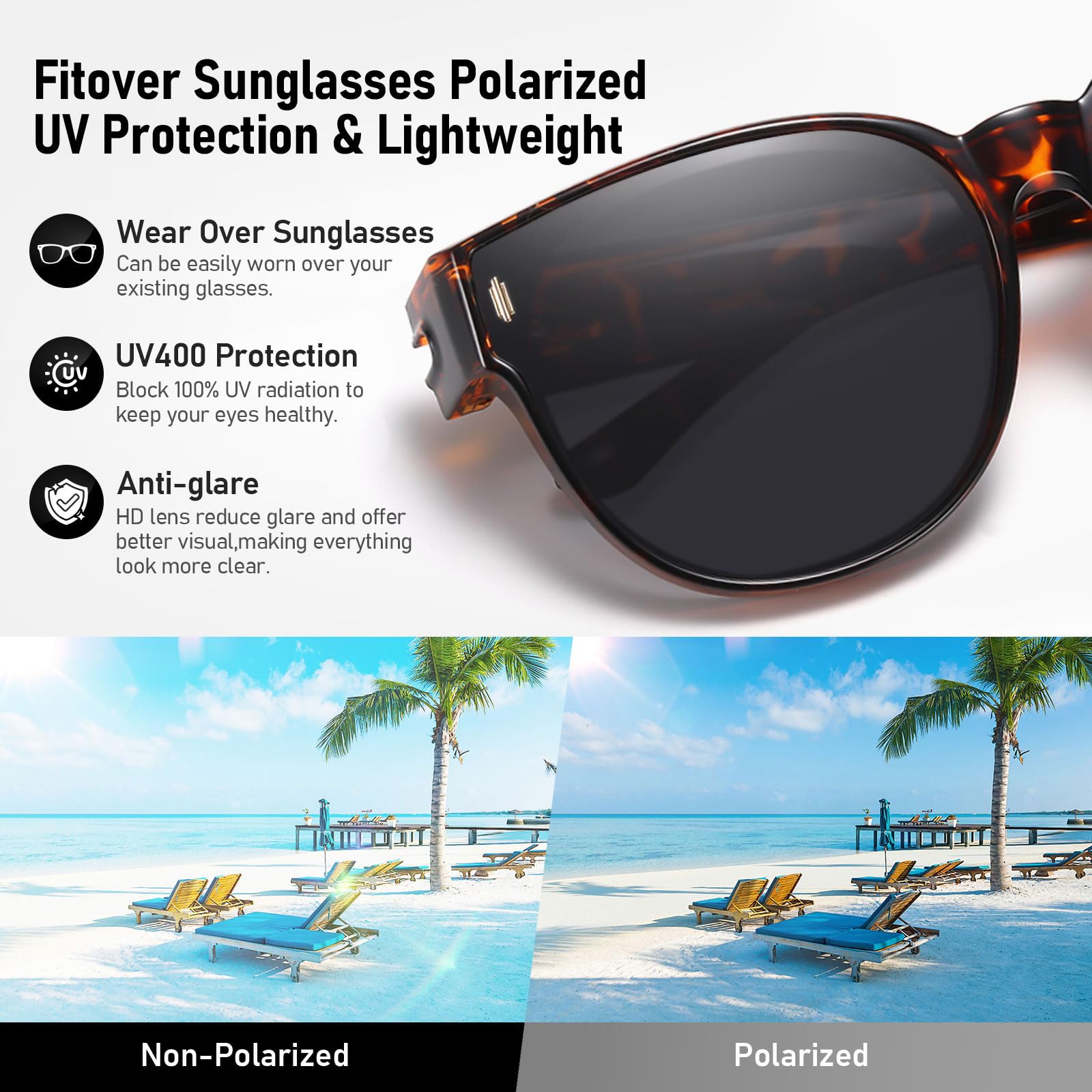 HAOLOTA Cat Eye Sunglasses for Prescription Glasses Women TR90 Lightweight SG0189