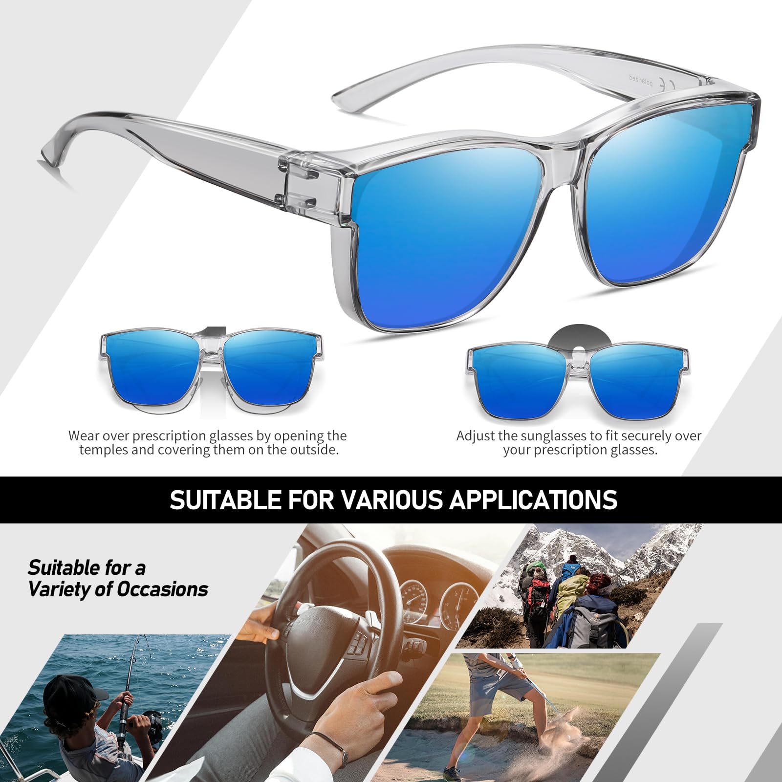 HAOLOTA Fit-Over Sunglasses-Polarized for Men Square Shades Oversized SG0174L