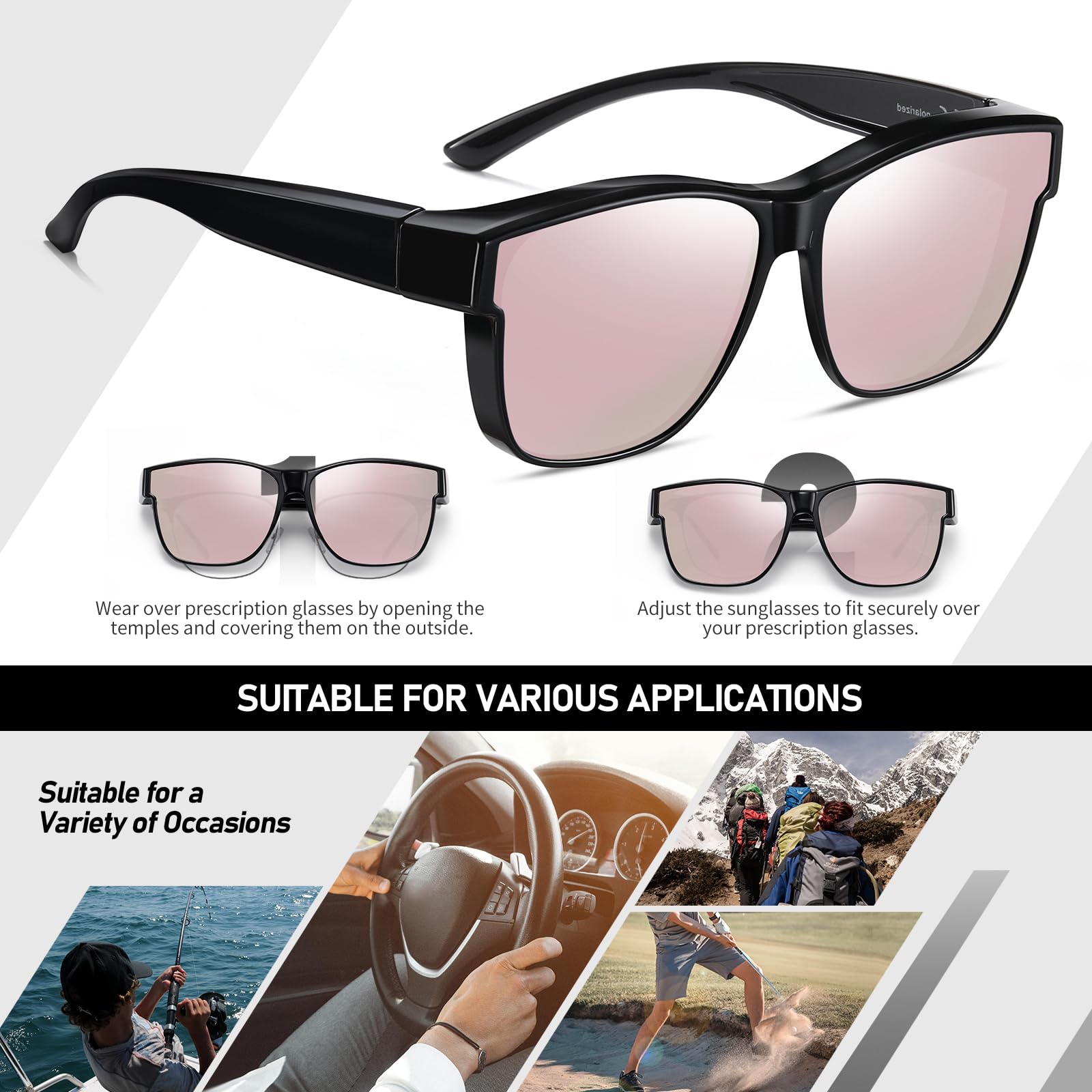 HAOLOTA Fit-Over Sunglasses Polarized for Men Square Shades UV400 Protection SG0174M