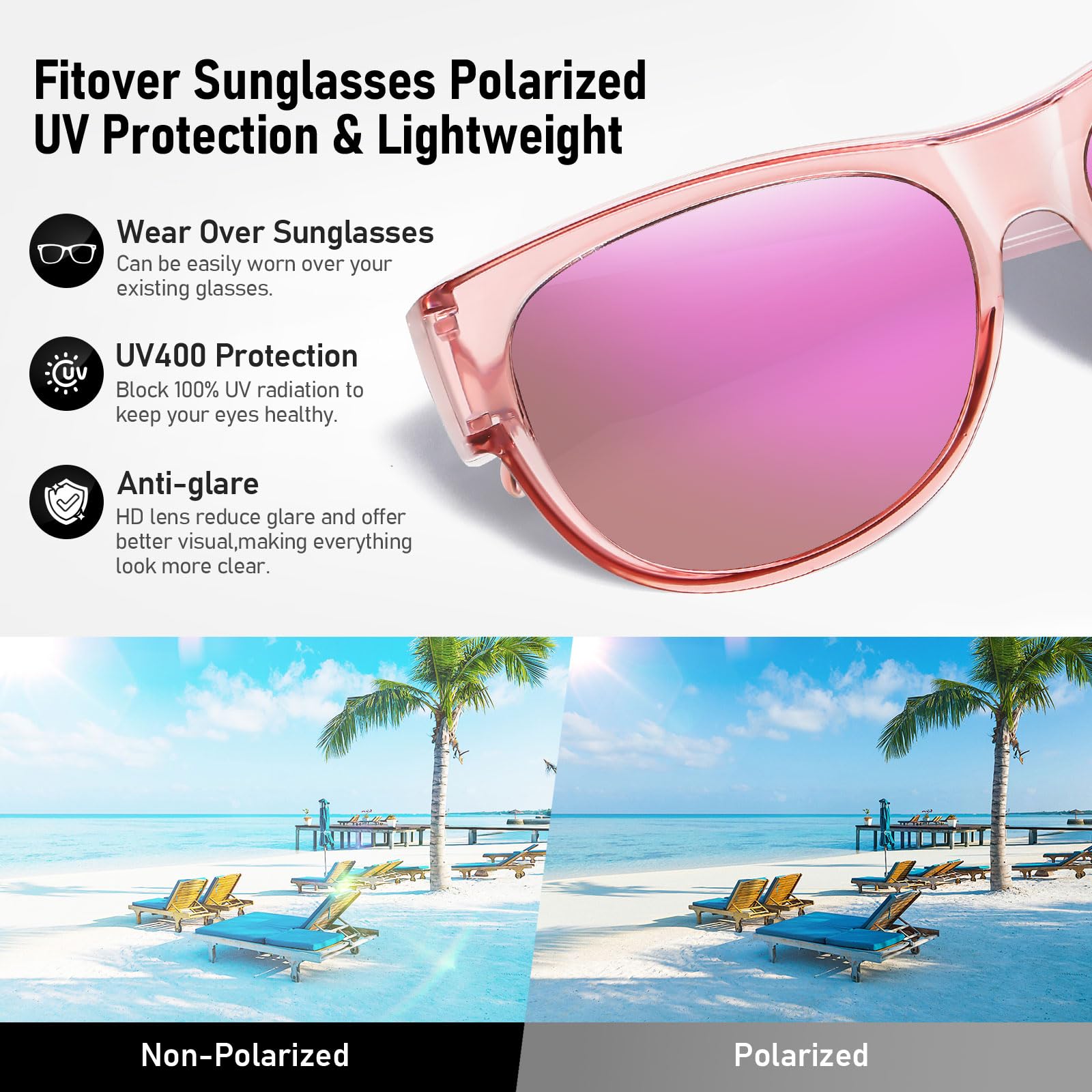 HAOLOTA Cat Eye Sunglasses for Women Polarized Sunglasses Wear Over Glasses SG0173