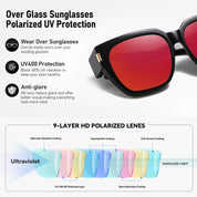 HAOLOTA Fit-Over Sunglasses for Women Men Square Shapes UV Protection SG0512