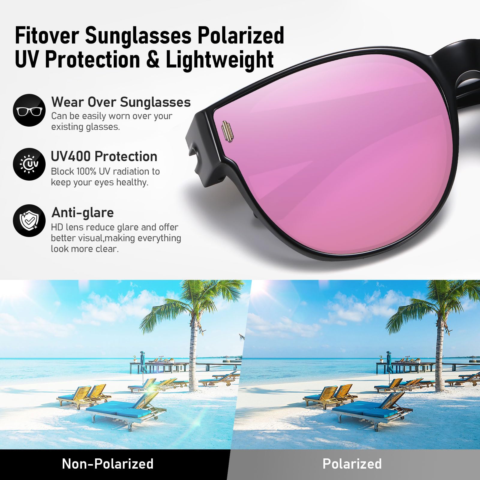 HAOLOTA Cat Eye Sunglasses for Prescription Glasses Women TR90 Lightweight SG0189