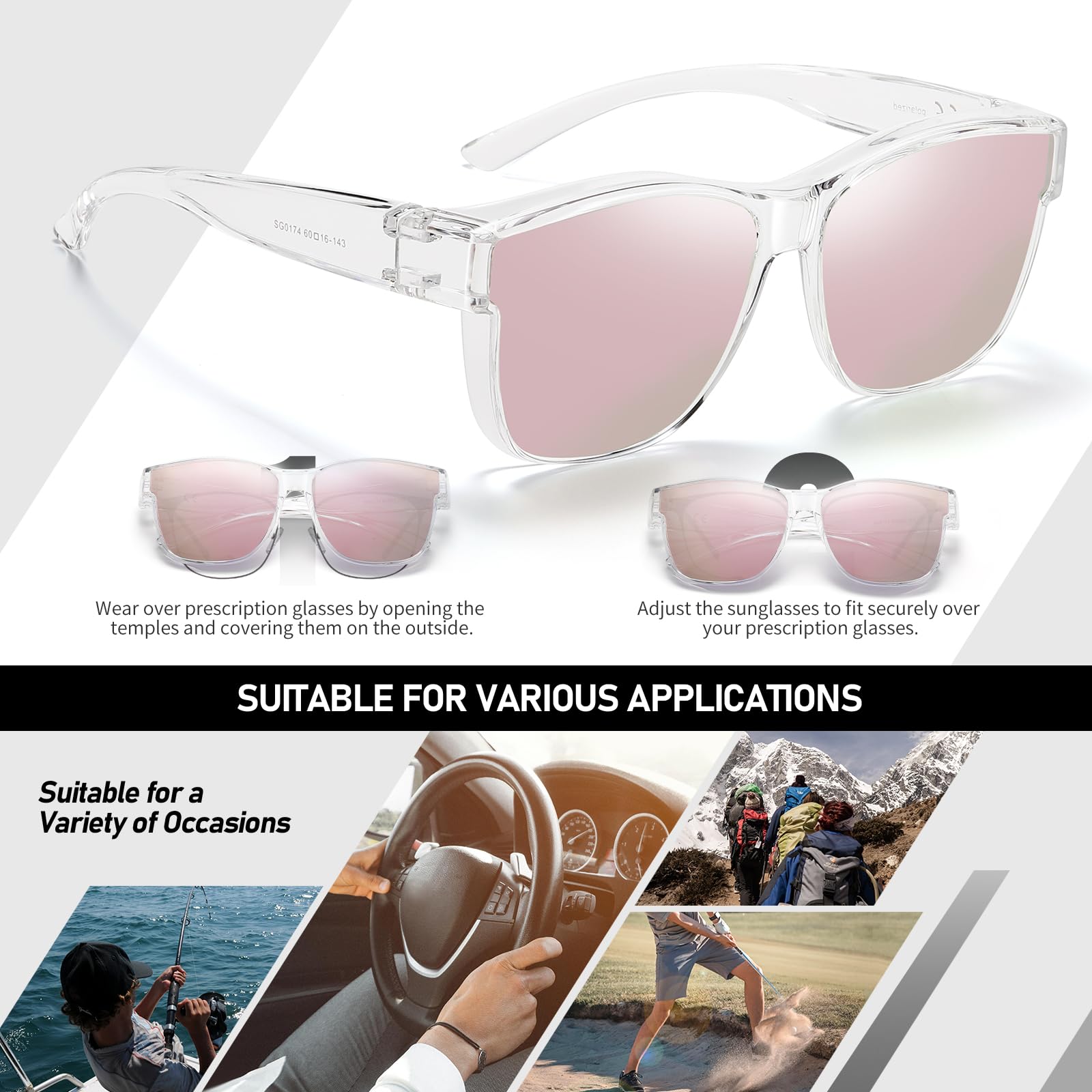HAOLOTA Fit-Over Sunglasses Polarized for Men Square Shades UV400 Protection SG0174M