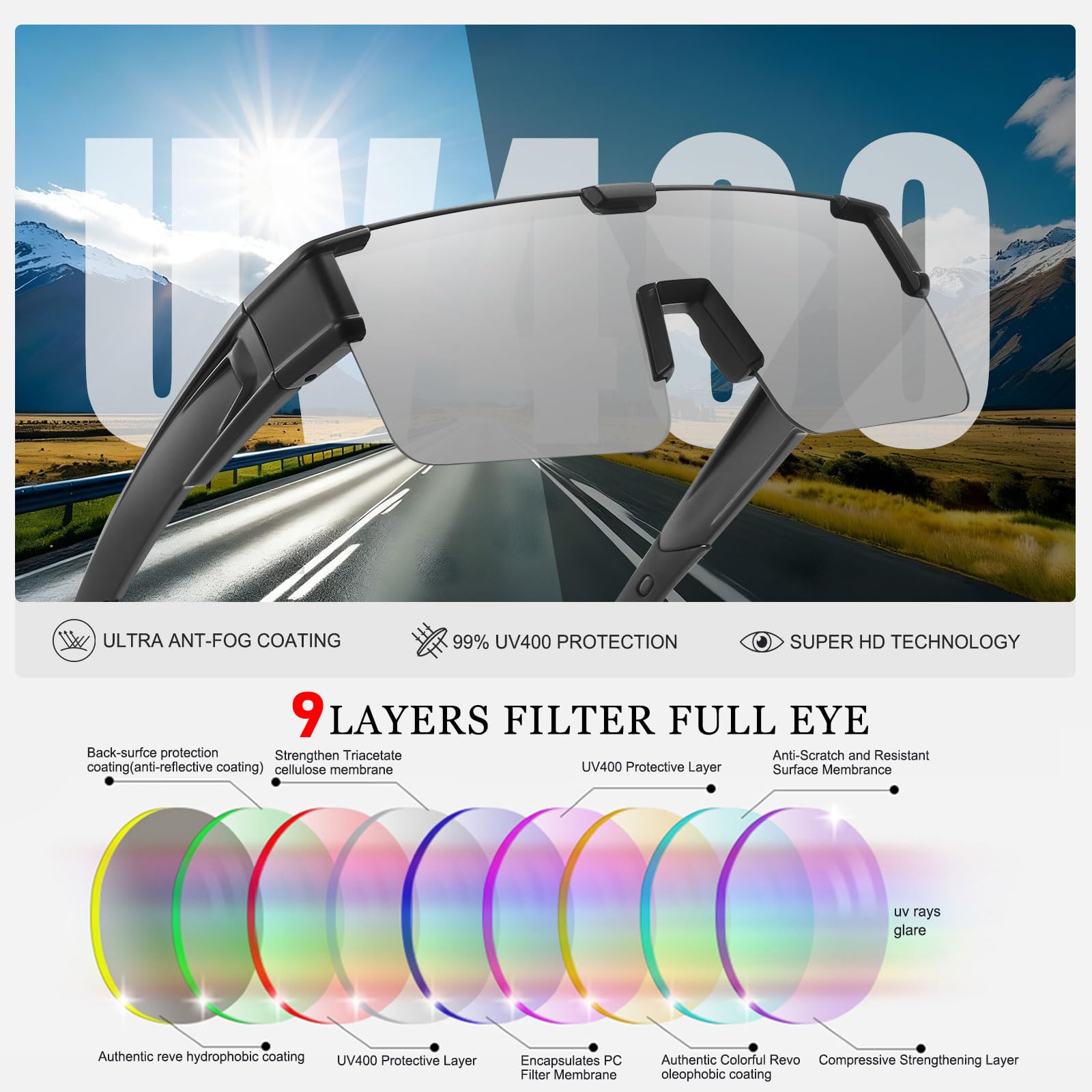 HAOLOTA Cycling Sunglasses Over Glasses for Men Outdoors UV Protection SG0191