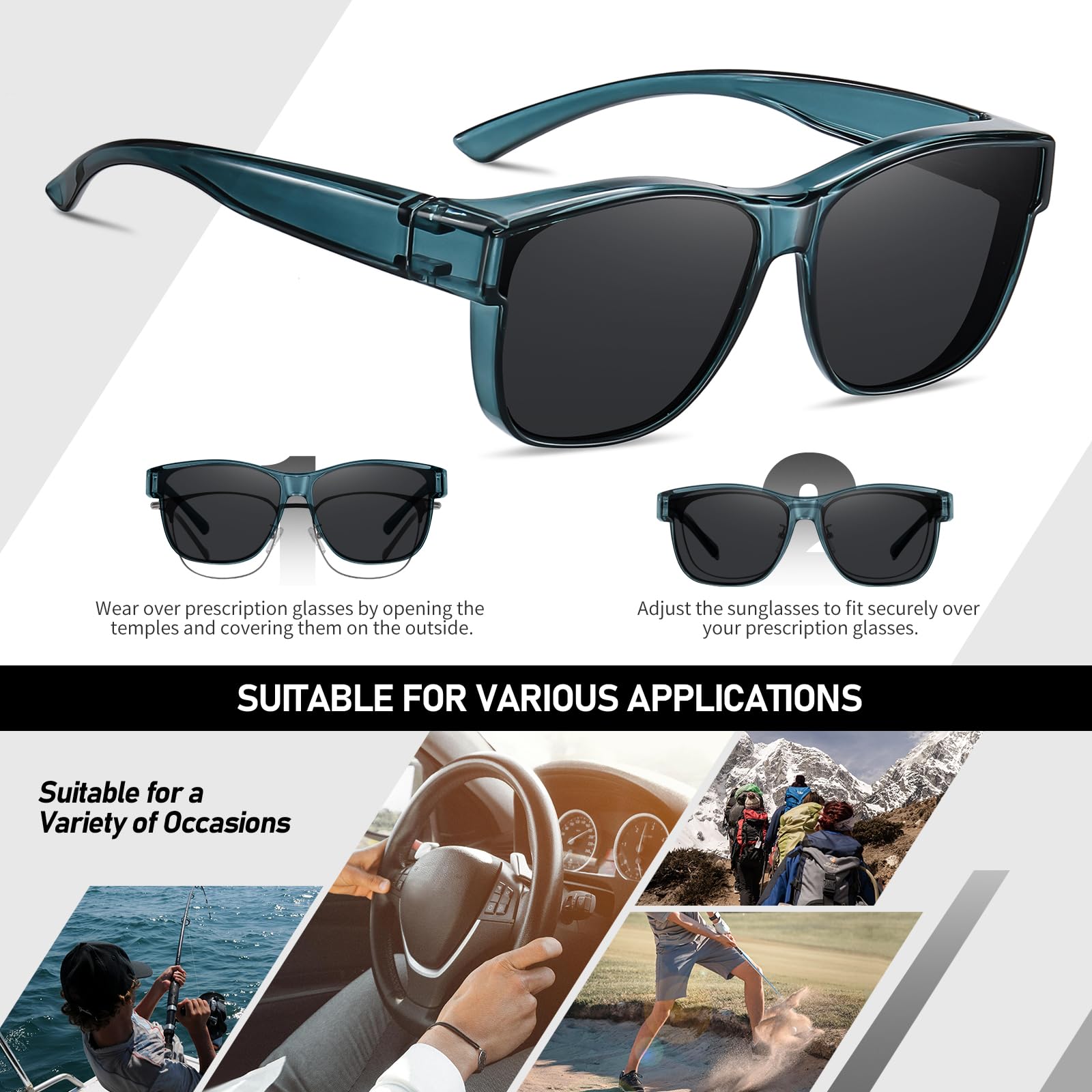 HAOLOTA Fit-Over Sunglasses Polarized for Men Square Shades UV400 Protection SG0174M
