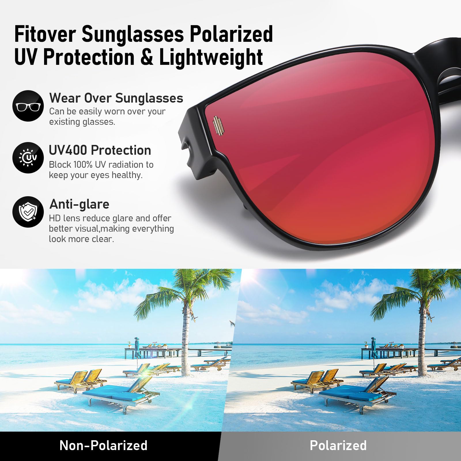 HAOLOTA Cat Eye Sunglasses for Prescription Glasses Women TR90 Lightweight SG0189