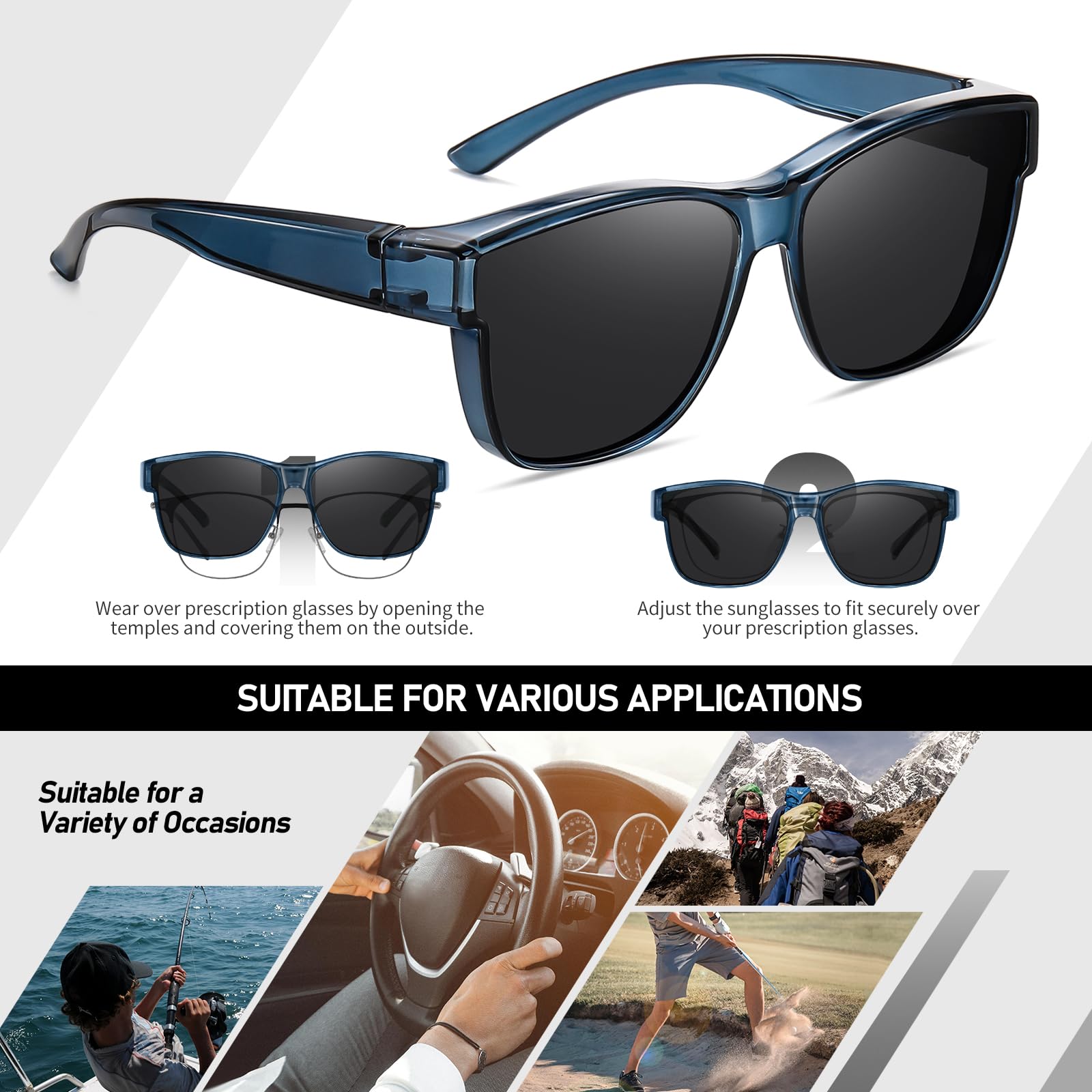 HAOLOTA Fit-Over Sunglasses-Polarized for Men Square Shades Oversized SG0174L