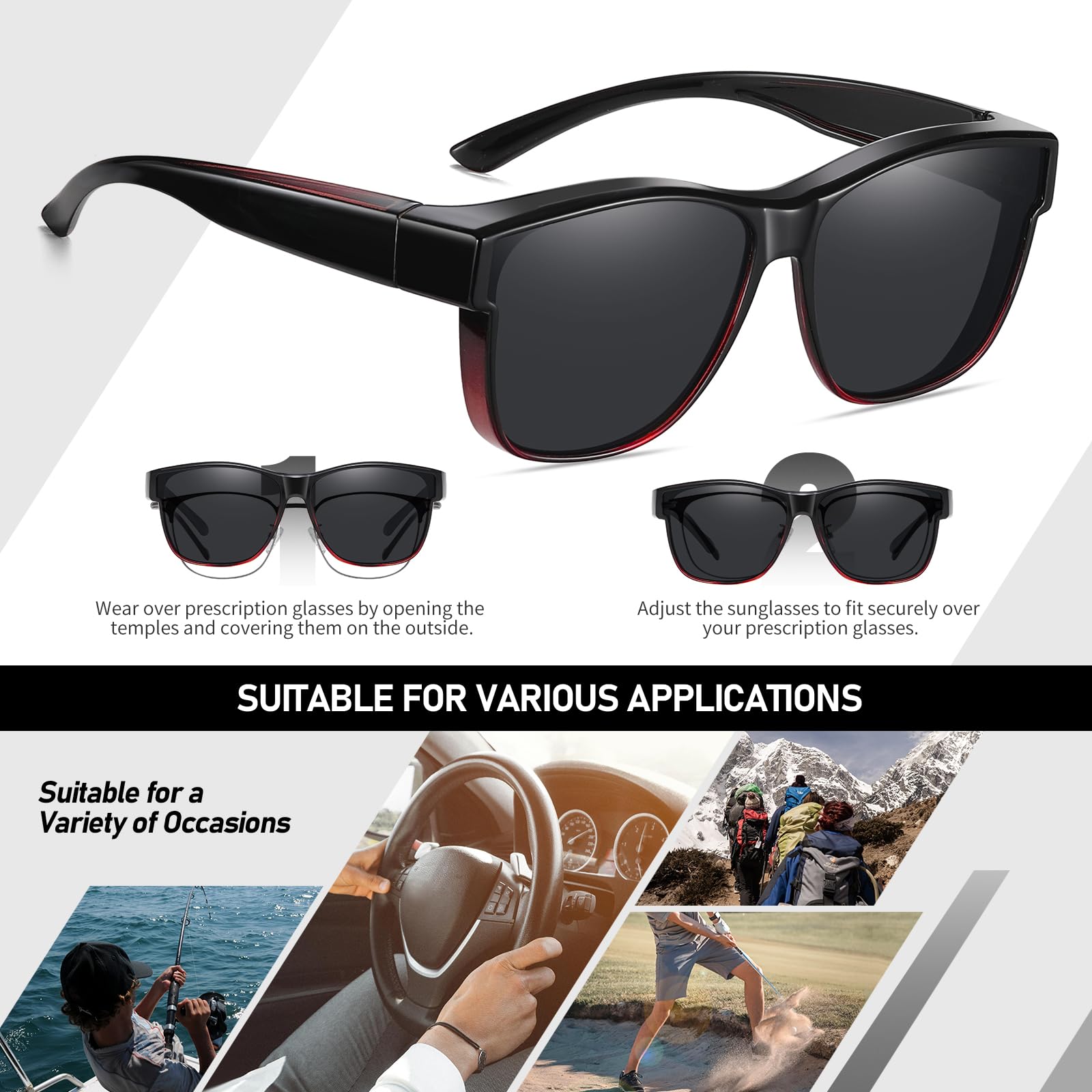 HAOLOTA Fit-Over Sunglasses-Polarized for Men Square Shades Oversized SG0174L