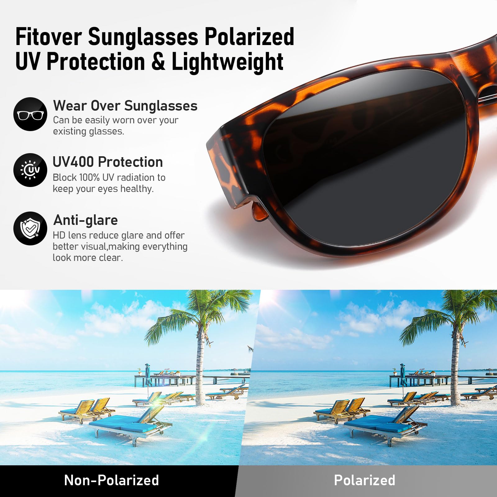 HAOLOTA Cat Eye Sunglasses for Women Polarized Sunglasses Wear Over Glasses SG0173