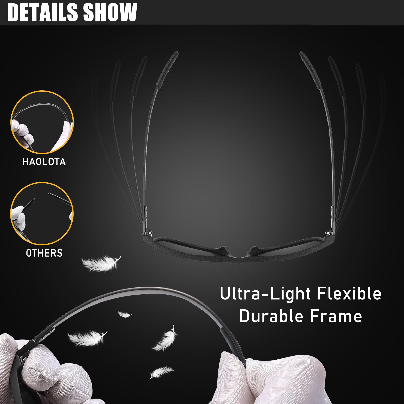 HAOLOTA Polarized Sunglasses for Men Ultralight Carbon Fiber UV400 Protection SG8001