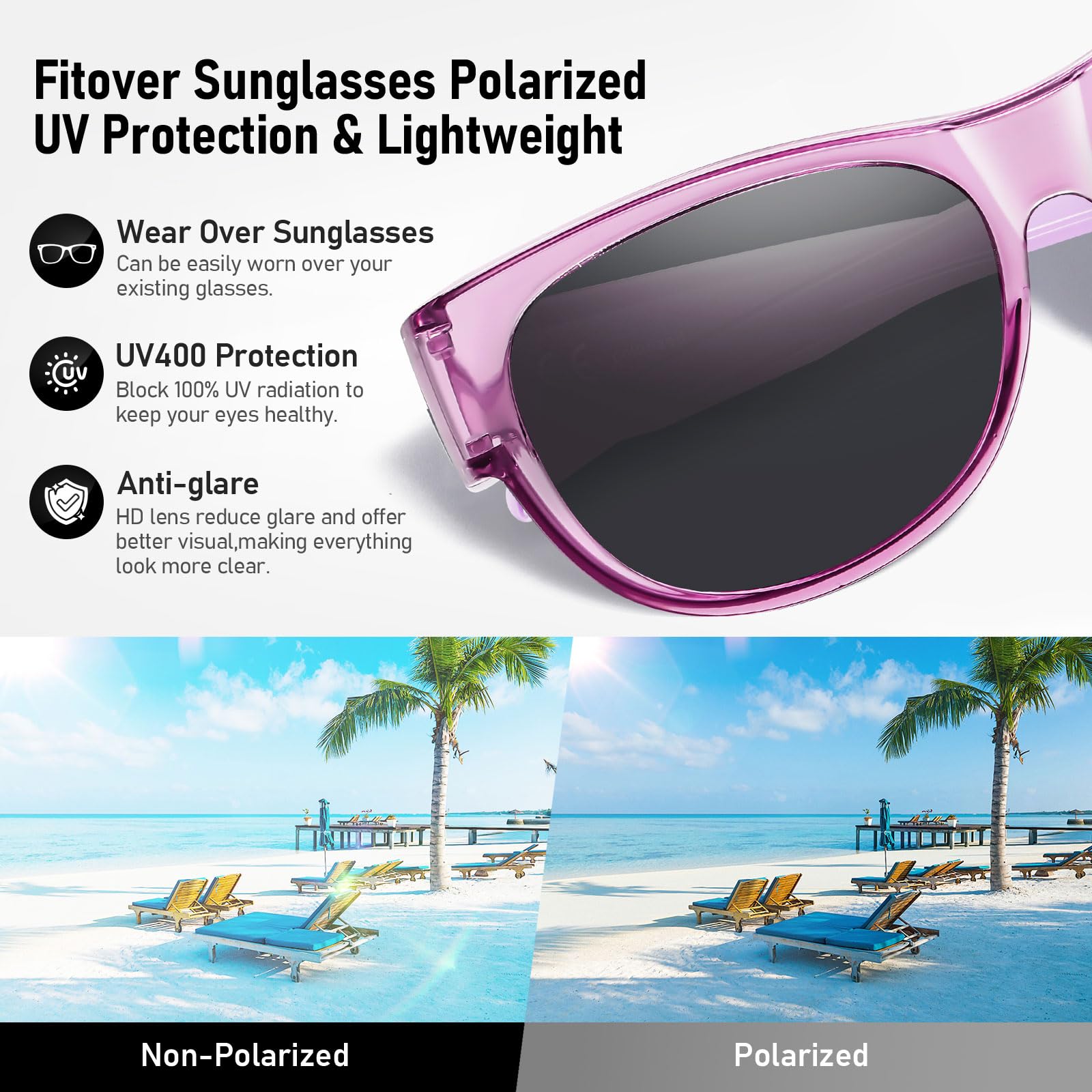 HAOLOTA Cat Eye Sunglasses for Women Polarized Sunglasses Wear Over Glasses SG0173