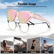 HAOLOTA Polarized Fit Over Sunglasses for Women Cat Eye for Prescription Glasses SG0171