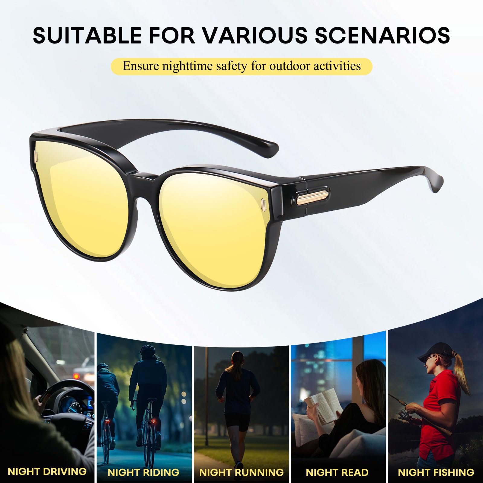HAOLOTA Fit Over Polarized Driving Sunglasses for Women, Large Trendy Cat Eye UV Protection NV0189