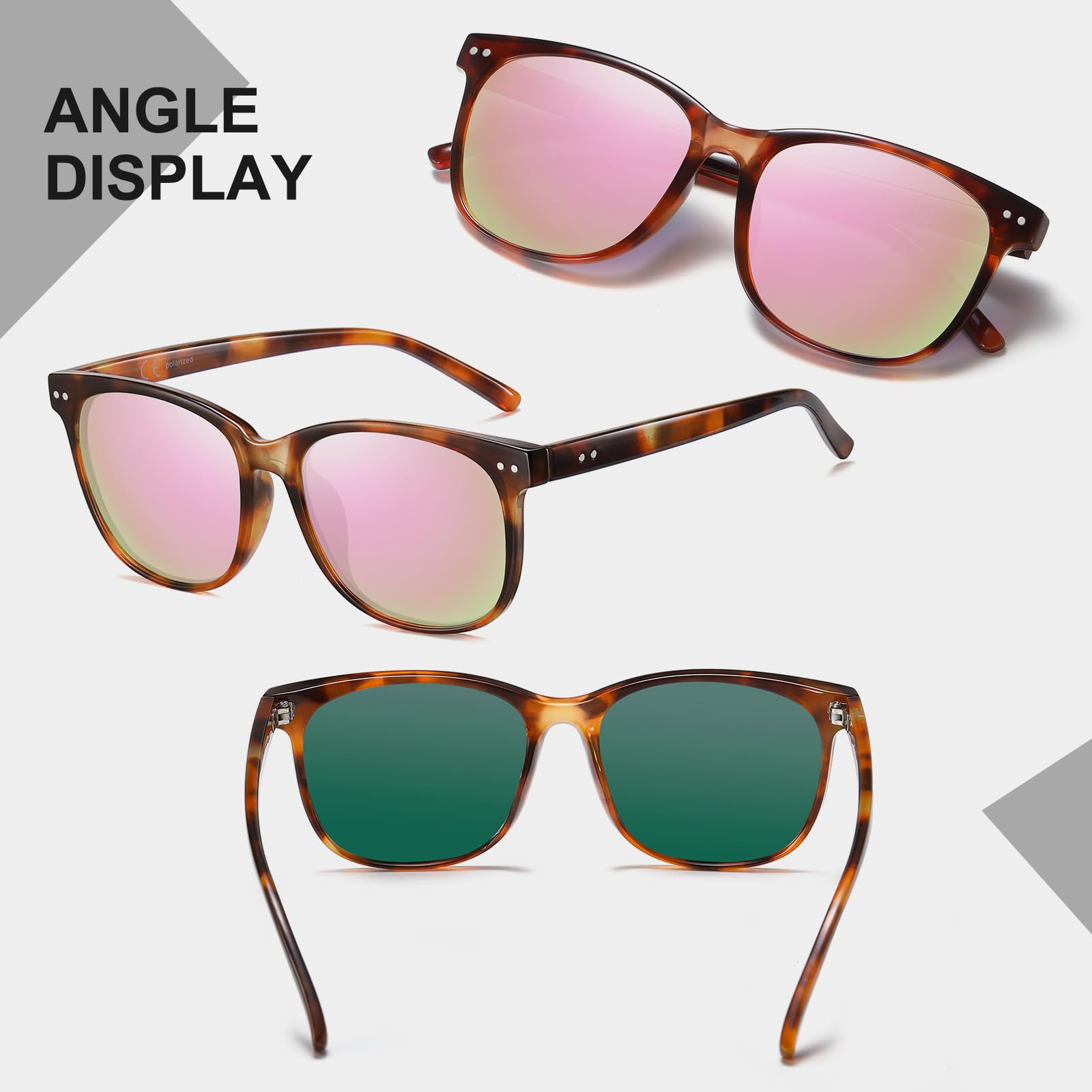 HAOLOTA 2pcs Classic Round Polarized Sunglasses for Women Men Lightweight SG8081-2P