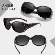 HAOLOTA Polarized Sunglasses for Women Rhinestone Wrap Around SG0008