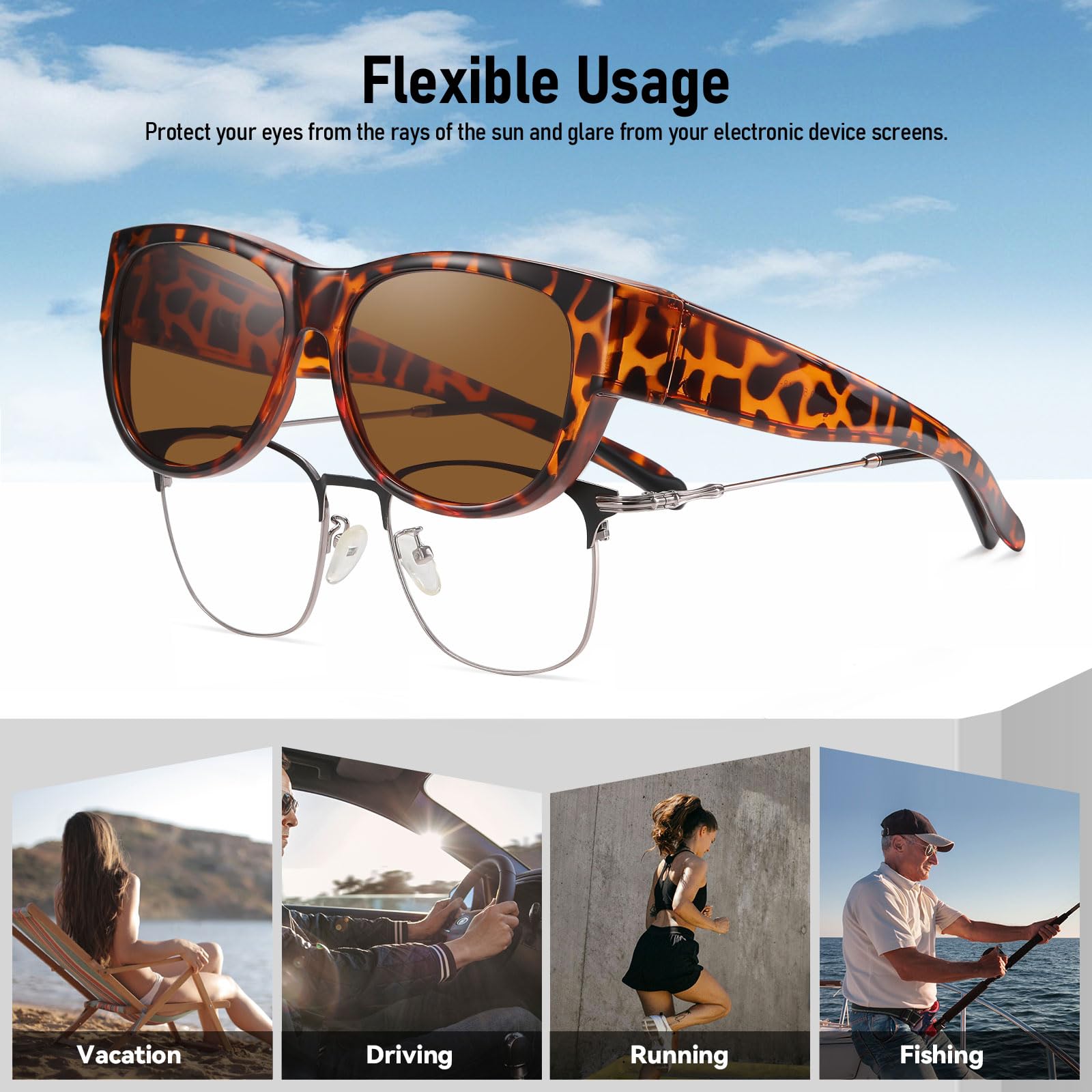 HAOLOTA Cat Eye Sunglasses for Women Polarized Sunglasses Wear Over Glasses SG0173