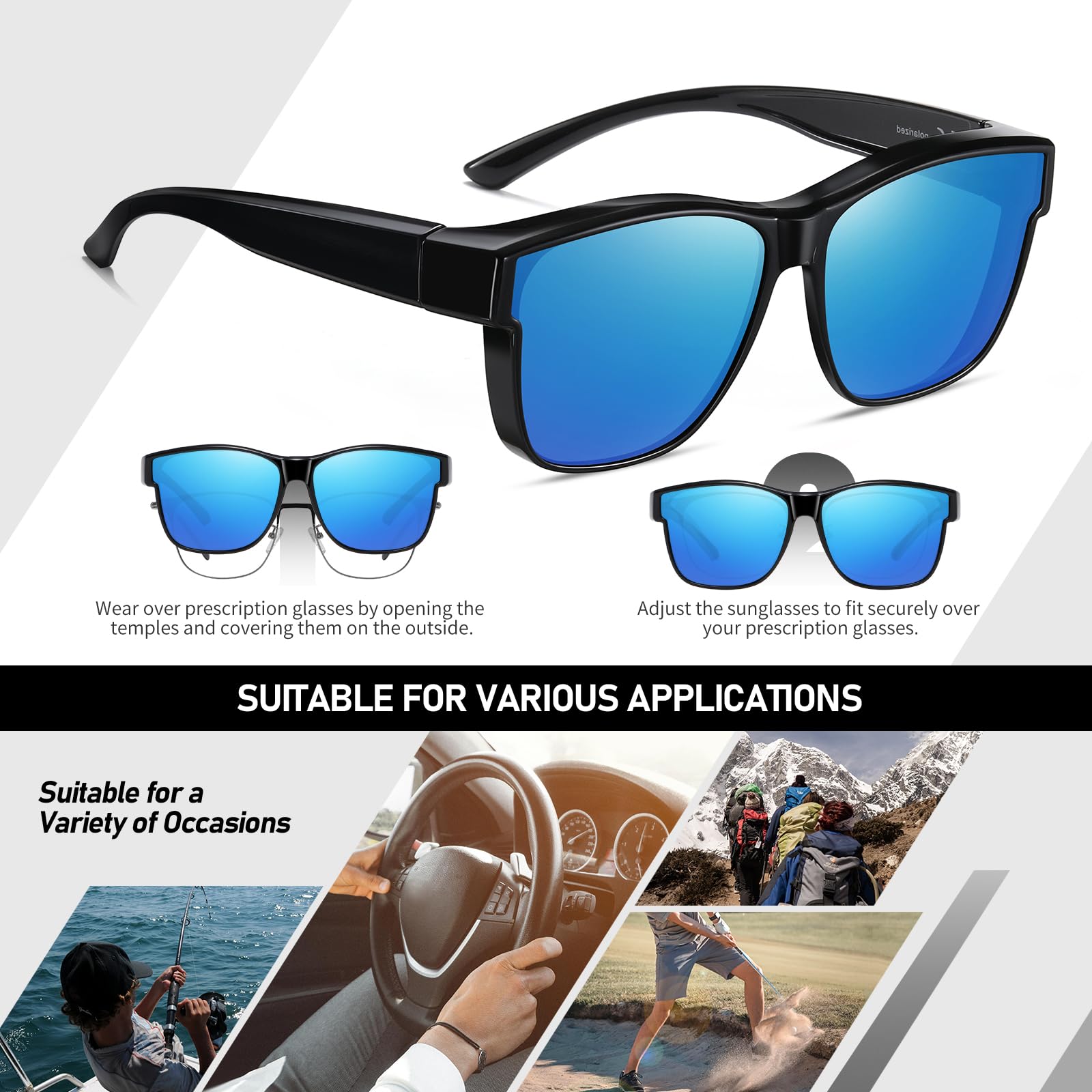 HAOLOTA Fit-Over Sunglasses-Polarized for Men Square Shades Oversized SG0174L