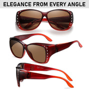 HAOLOTA Women's Polarized Fit Over Sunglasses with RhinestoneUV400 Protection SG0107