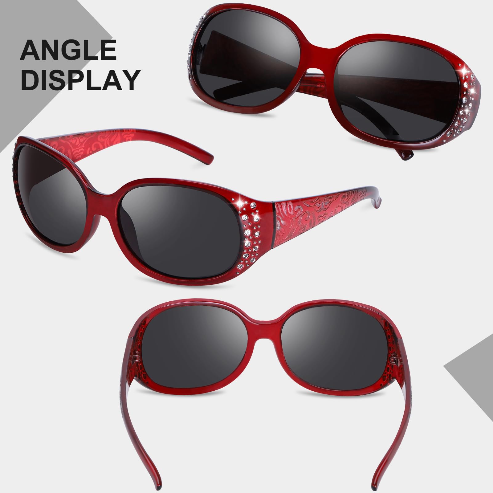 HAOLOTA Polarized Sunglasses for Women Rhinestone Wrap Around SG0008