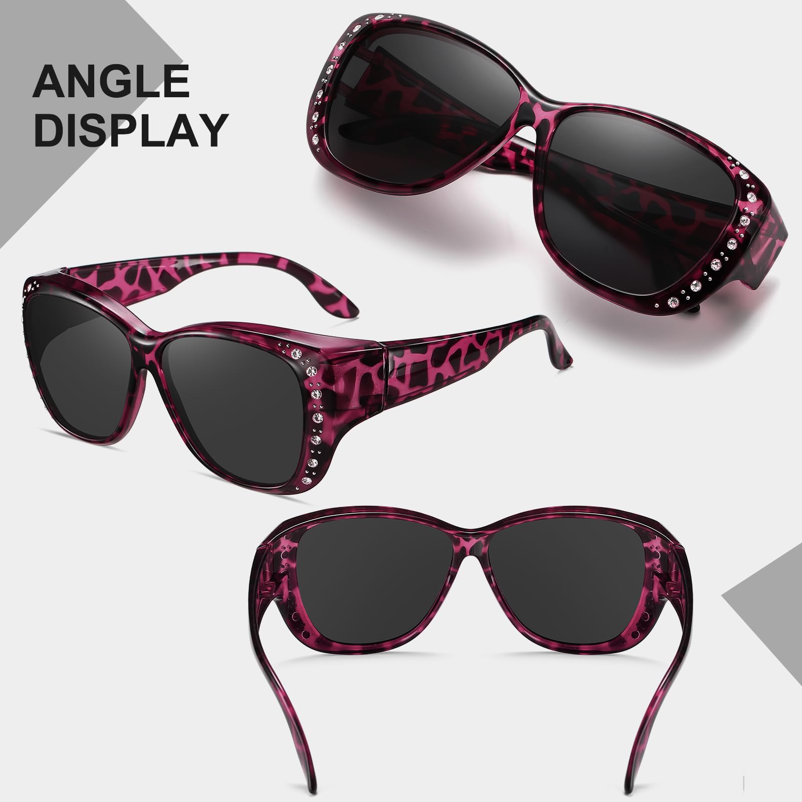 HAOLOTA Women's Polarized Fit Over Sunglasses with RhinestoneUV400 Protection SG0107