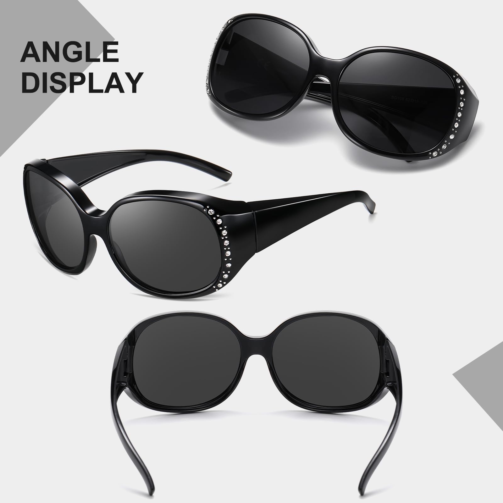 HAOLOTA Women's Polarized Fit Over Sunglasses with Rhinestone SG0108