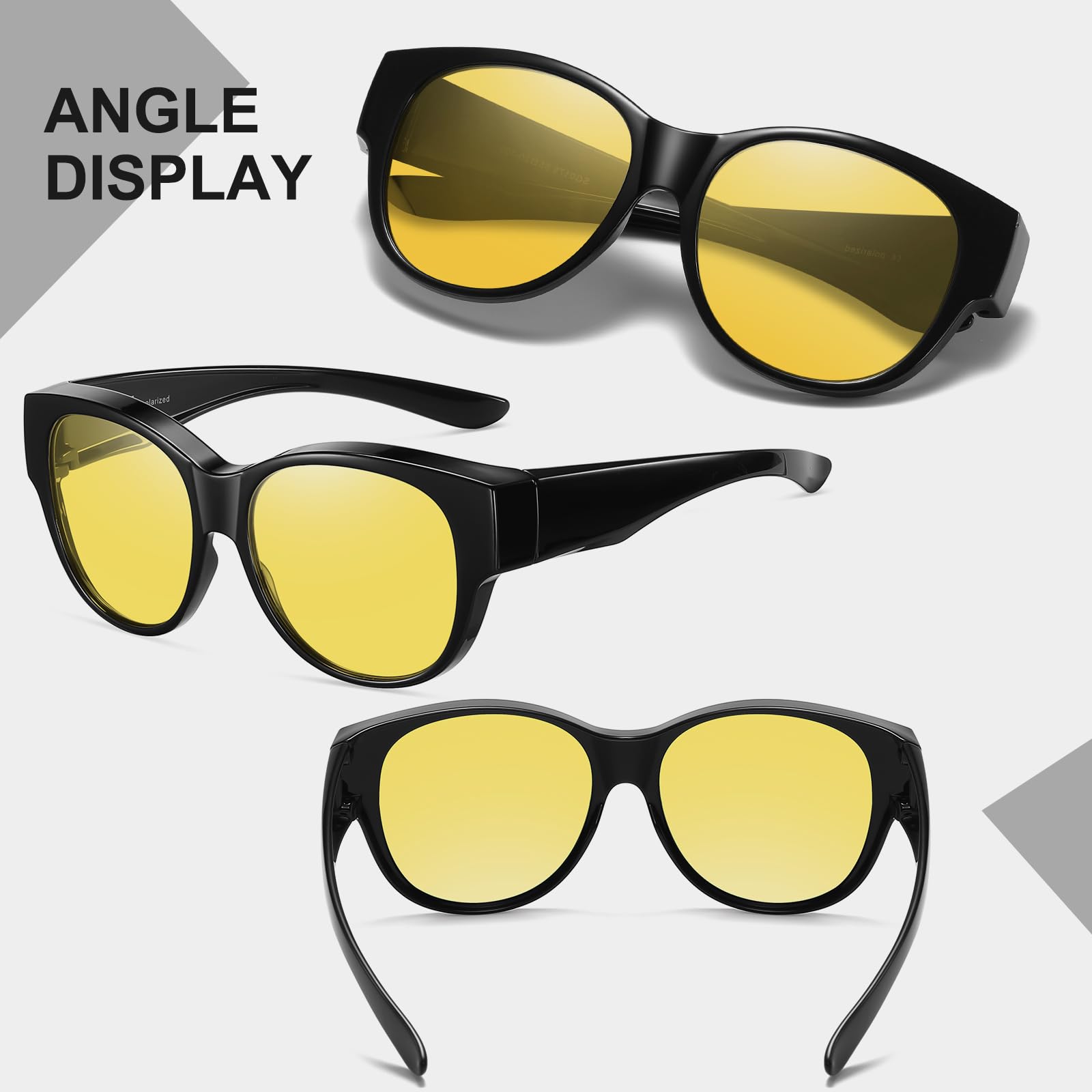 HAOLOTA Polarized Night Vision Driving Glasses Women Fit Over Glasses, Anti Glare NV0179