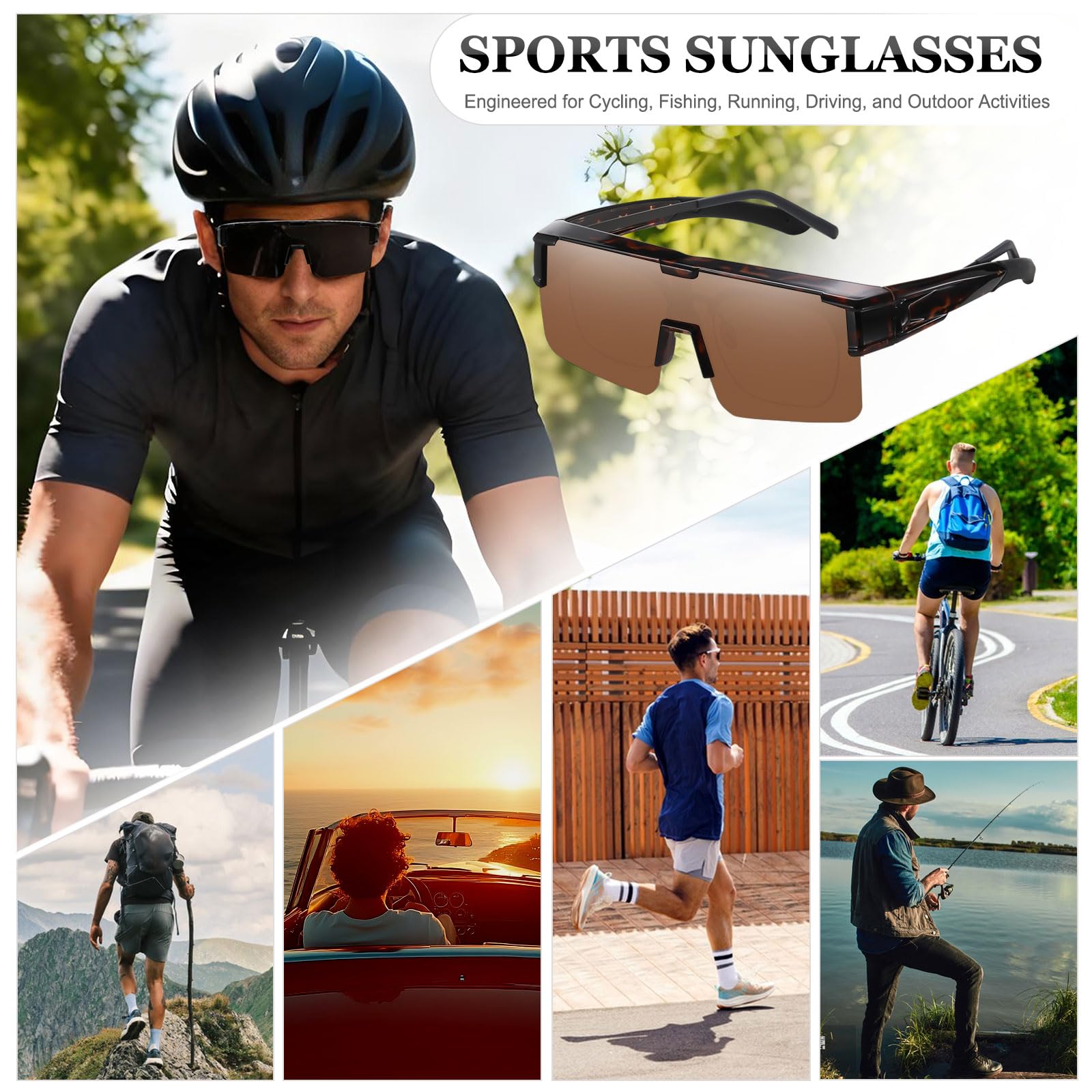 HAOLOTA Cycling Sunglasses Over Glasses for Men Outdoors UV Protection SG0191