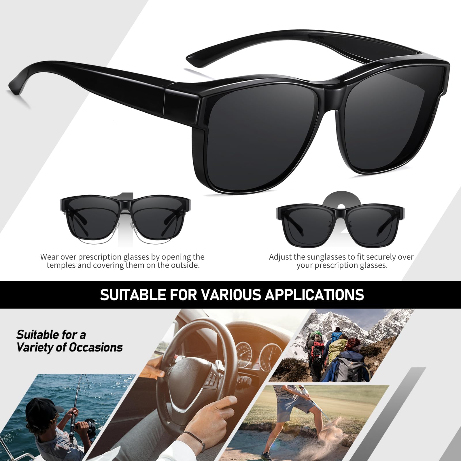 HAOLOTA Fit-Over Sunglasses Polarized for Men Square Shades UV400 Protection SG0174M