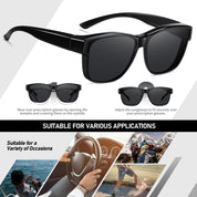 HAOLOTA Fit-Over Sunglasses Polarized for Men Square Shades UV400 Protection SG0174M