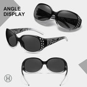 HAOLOTA Polarized Sunglasses for Women Rhinestone Wrap Around SG0008