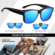 HAOLOTA Fit-Over Sunglasses Polarized for Men Square Shades UV400 Protection SG0174M