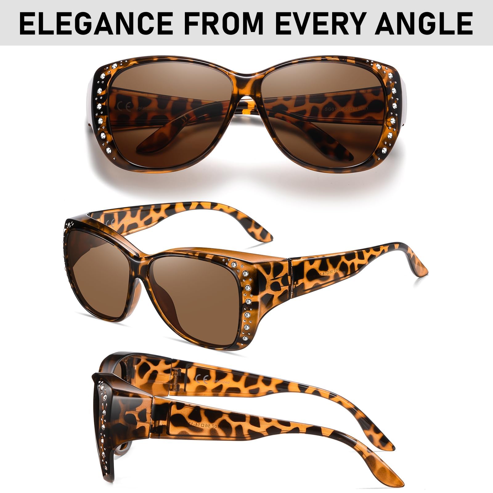 HAOLOTA Women's Polarized Fit Over Sunglasses with RhinestoneUV400 Protection SG0107